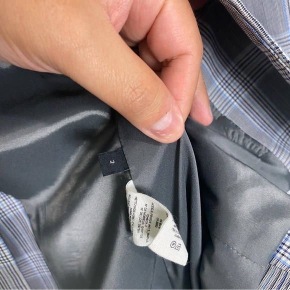 Theory Power Jacket 2 Maple Check Plaid Blue Gray Black Sz 2 - Picture 6 of 8